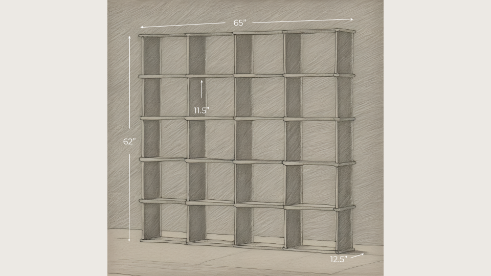 Large cube bookshelf sketch