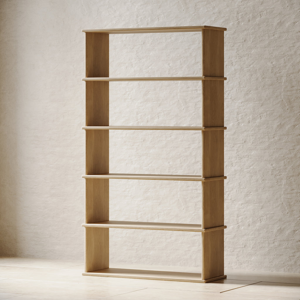 Minimalist white oak bookcase