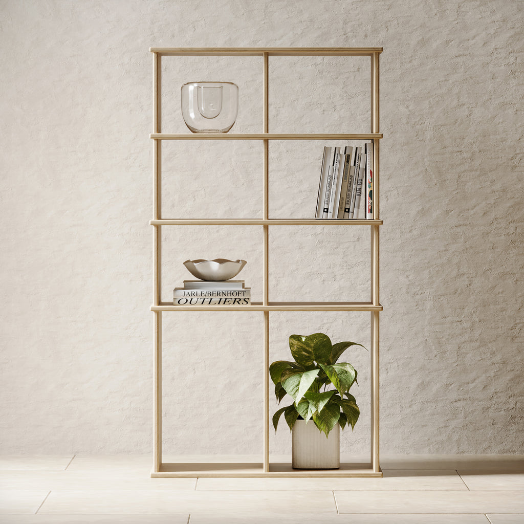 Minimalist white oak bookshelf