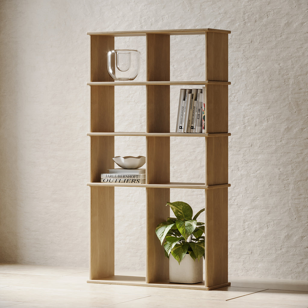 Minimalist wood bookshelf