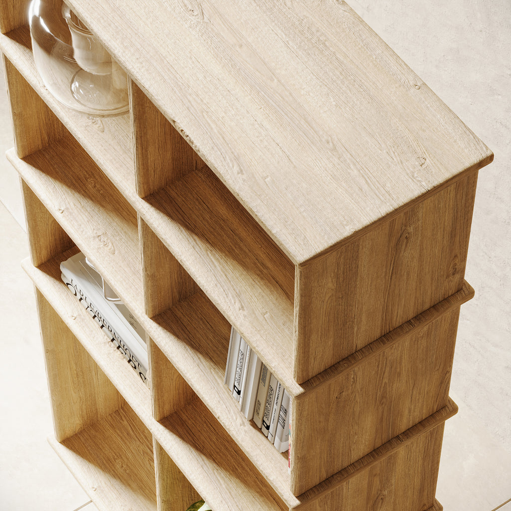 Solid white oak bookshelf - top view