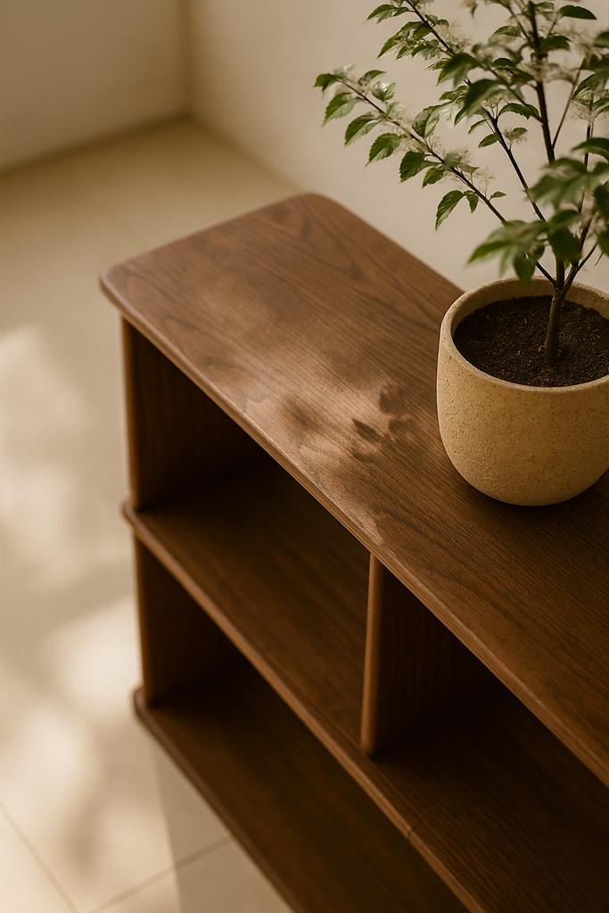 A console bookshelf in solid wood