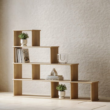 Solid wood step bookshelf