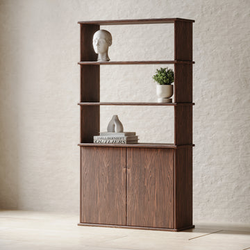 Walnut bookcase with a cabinet