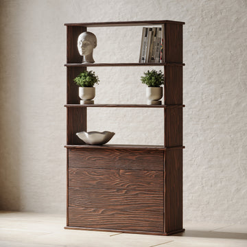 Walnut bookshelf with drawers