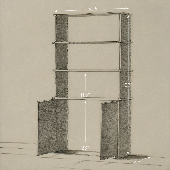 Sketch of a cabinet bookcase