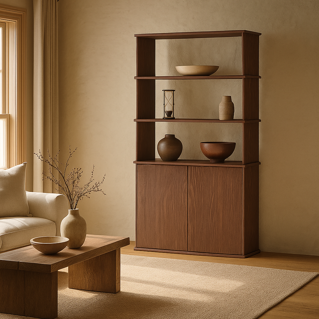Bookshelf with doors in walnut