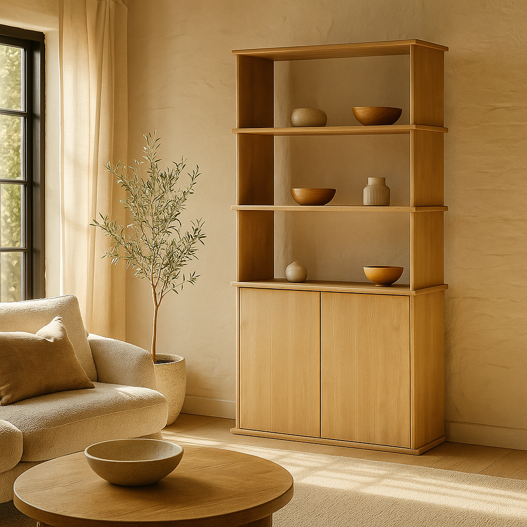 Cabinet bookcase in white oak