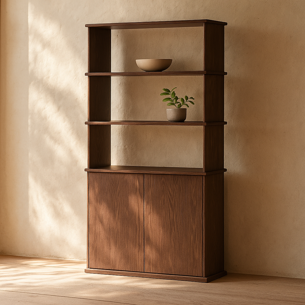 Cabinet bookshelf in walnut