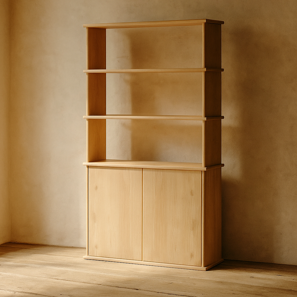 Cabinet bookshelf in white oak