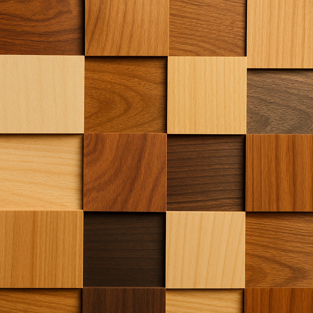 A collection of different wood species