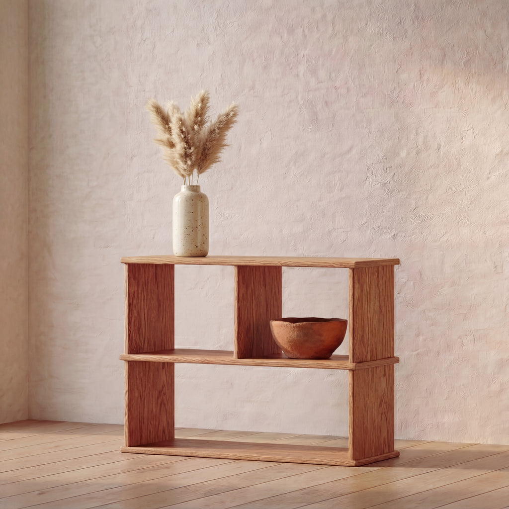 console bookshelf in solid wood