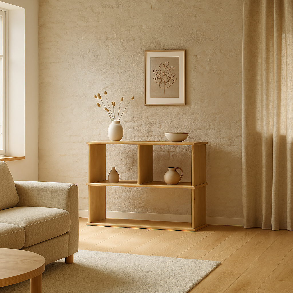 Console bookshelf in solid wood