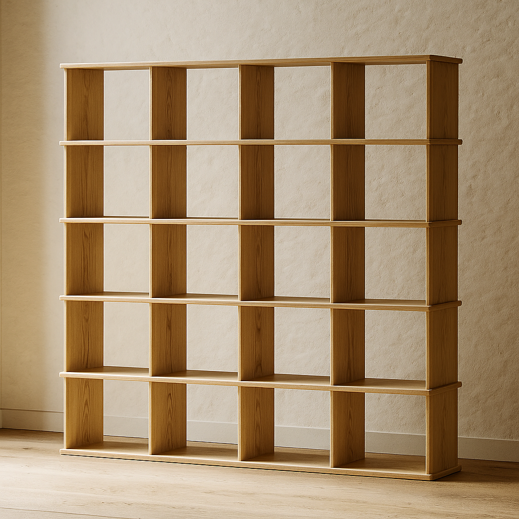 Cube bookcase in white oak