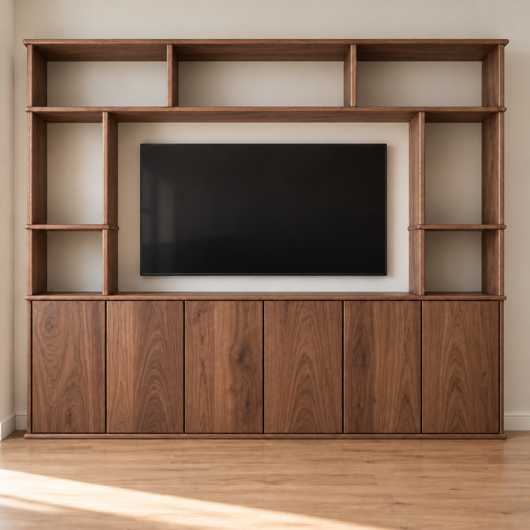 Entertainment center in walnut