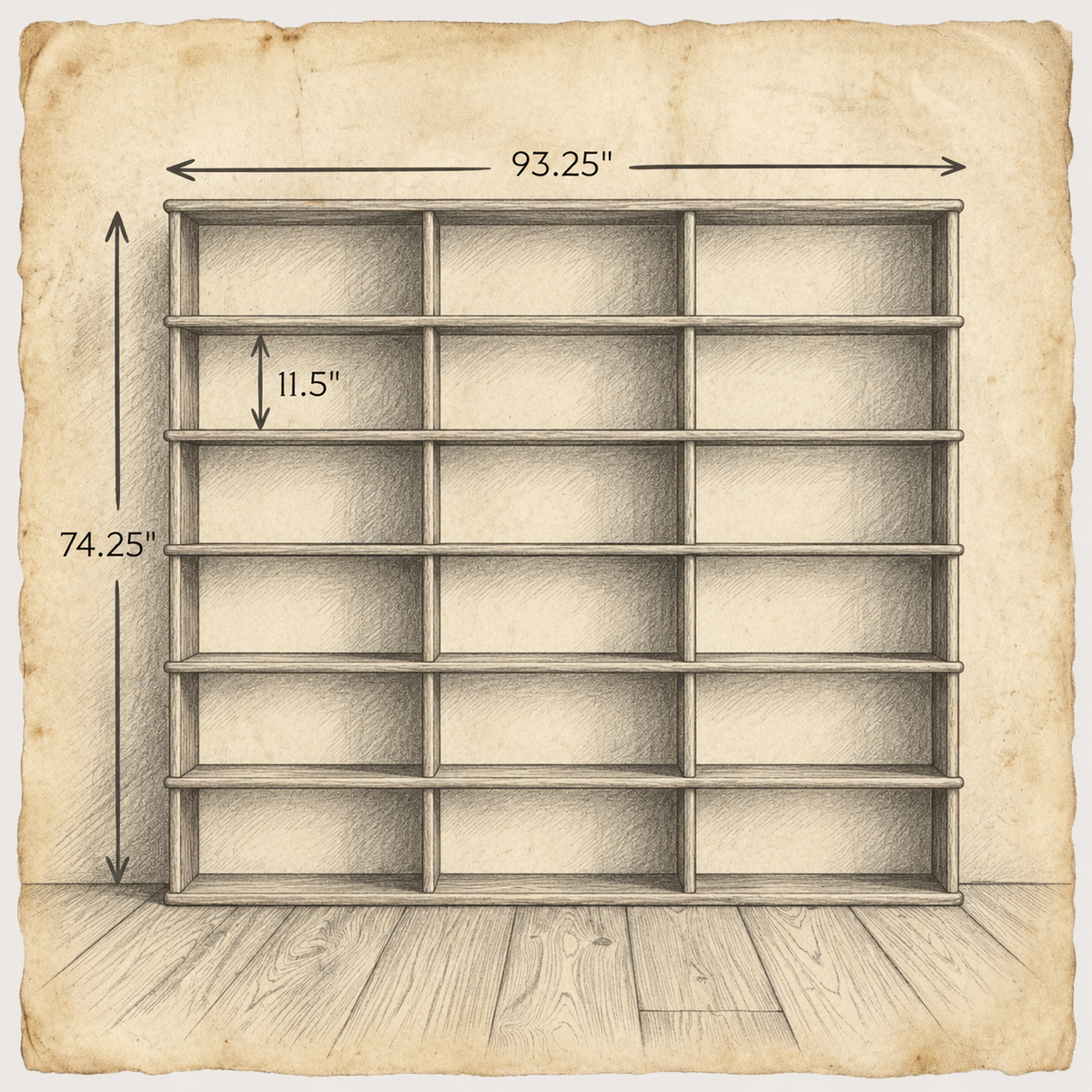 Full wall bookcase — dimensions