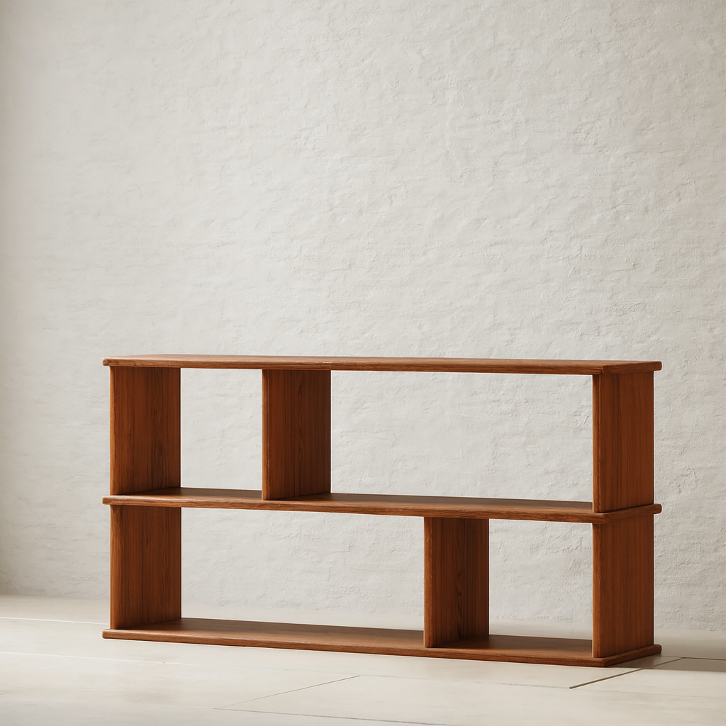 Horizontal bookcase in red oak