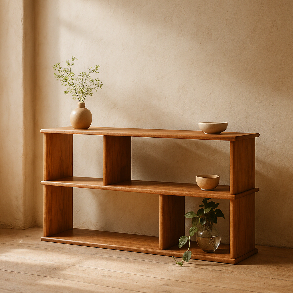 Horizontal bookcase in solid wood