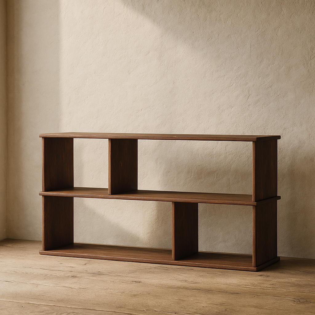 Horizontal bookcase in walnut