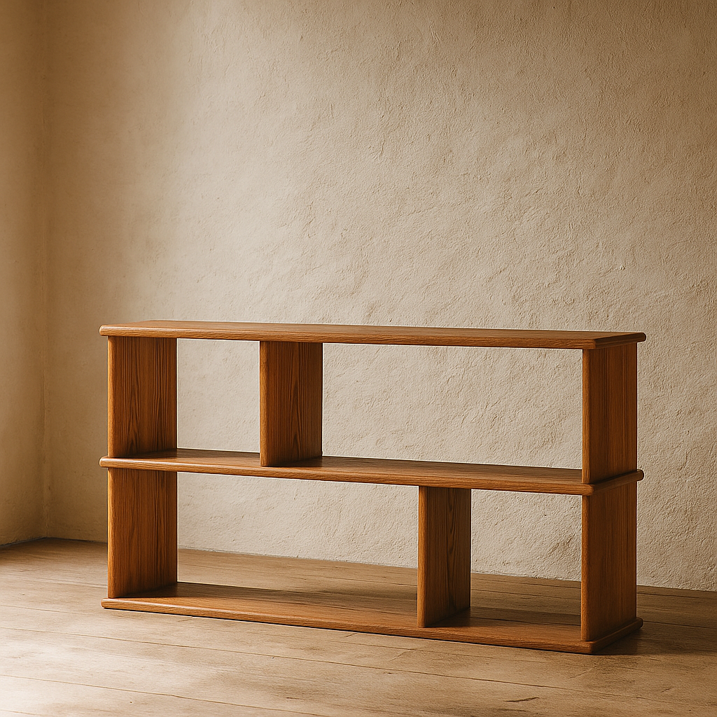 Horizontal bookshelf in solid wood