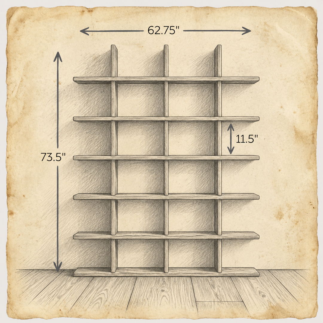 Japandi bookcase — dimensions