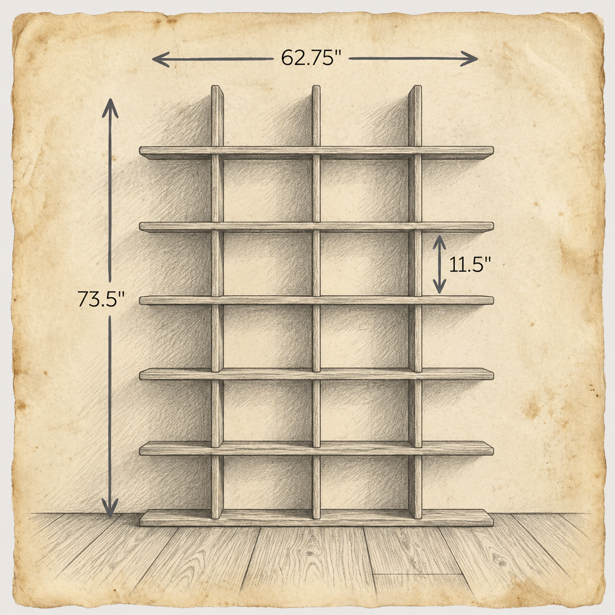 Japandi bookcase — dimensions