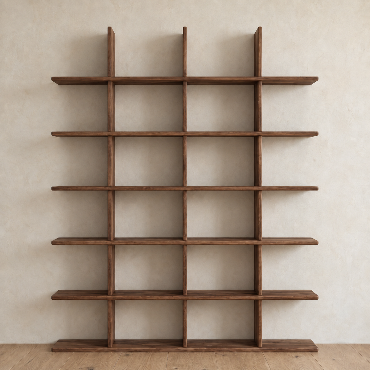 Japandi bookcase in walnut
