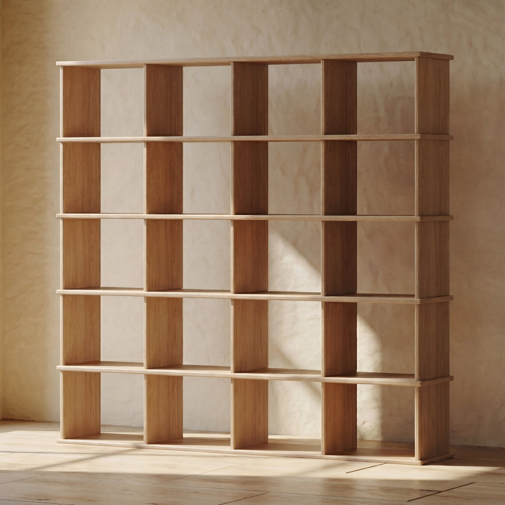 large cube bookcase white oak