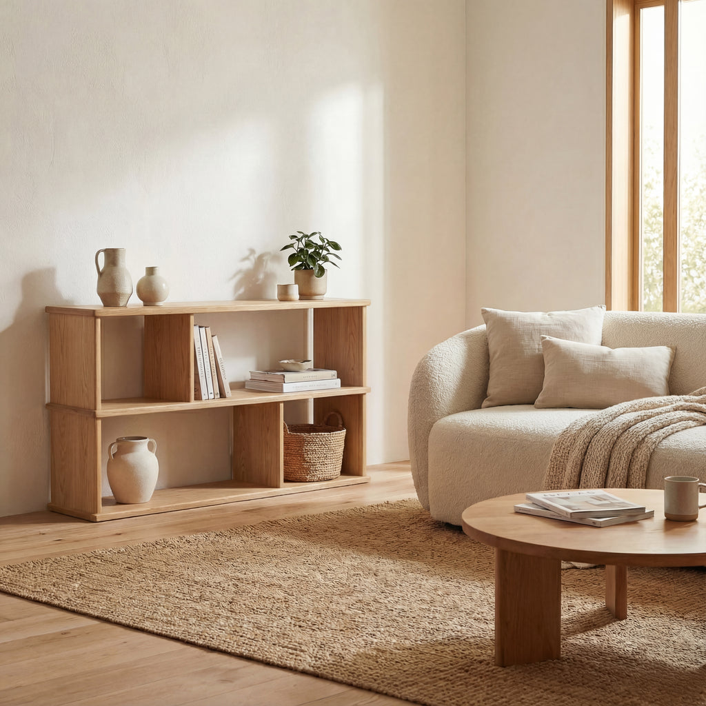 low white oak bookcase