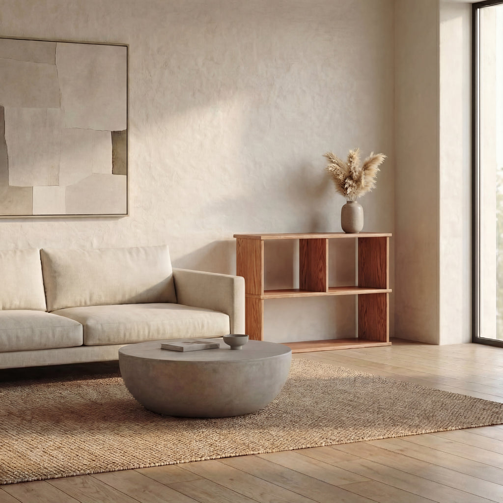 minimalist console bookcase in solid wood