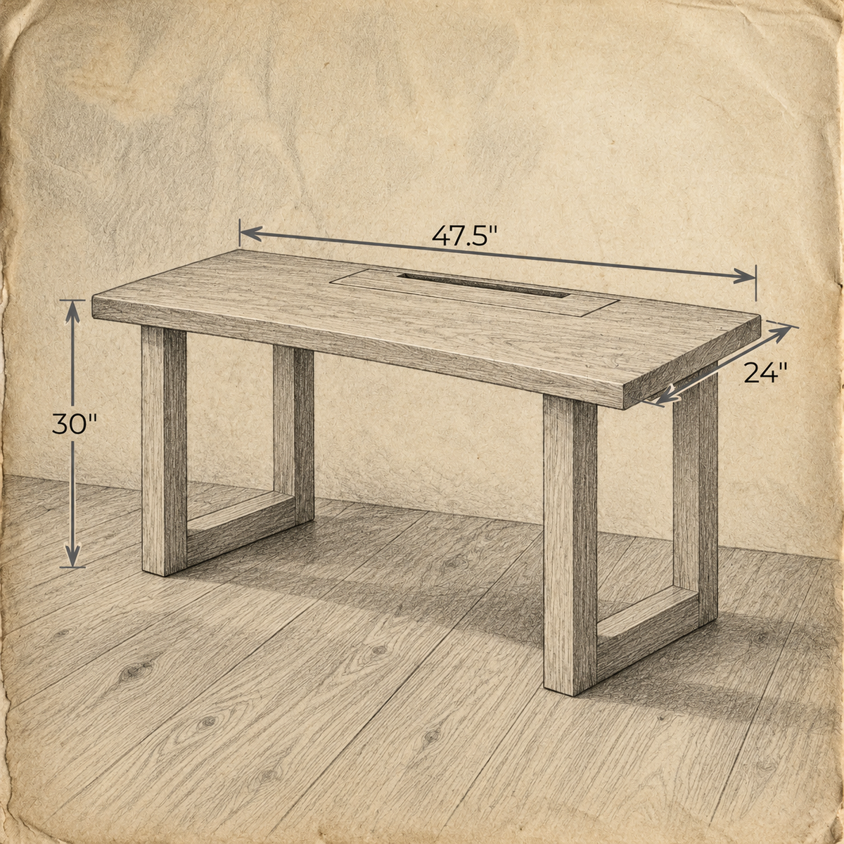 Minimalist office desk — dimensions