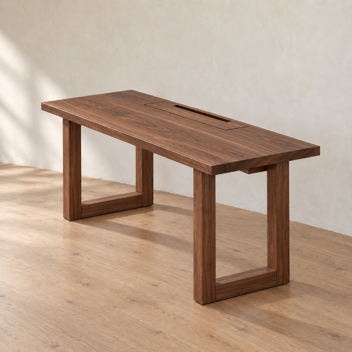 Minimalist office desk in walnut