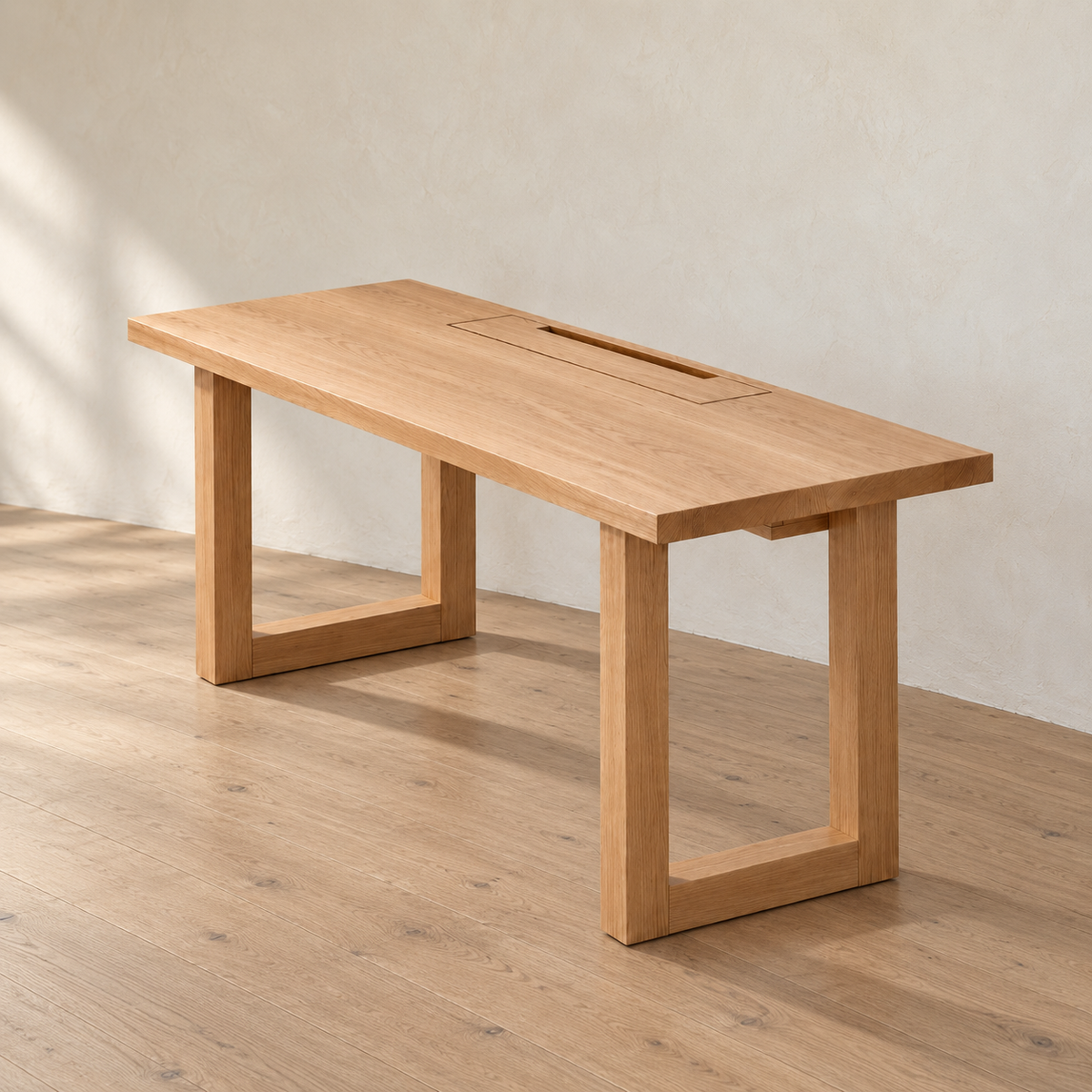 Minimalist office desk in white oak