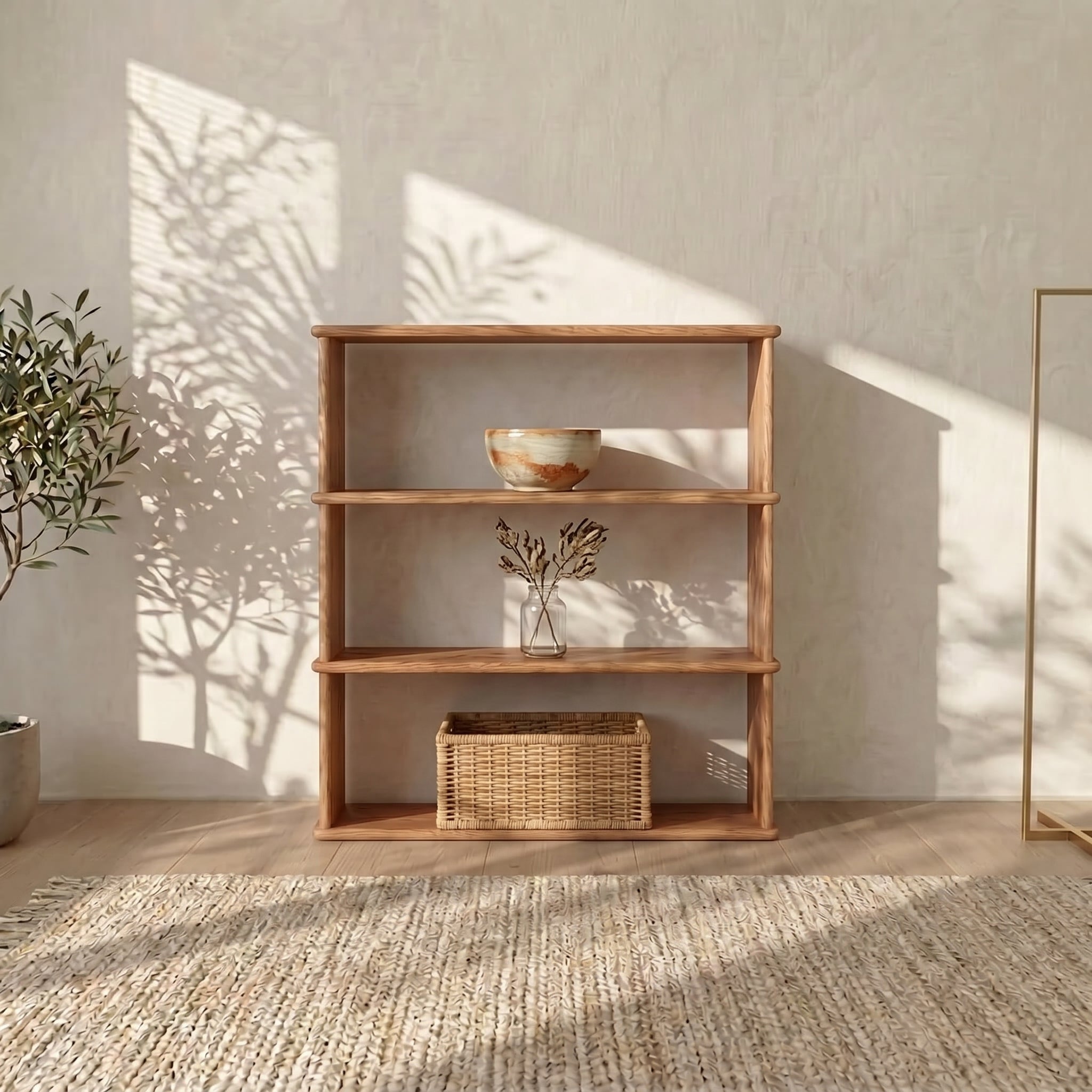 Minimalist solid wood bookcase