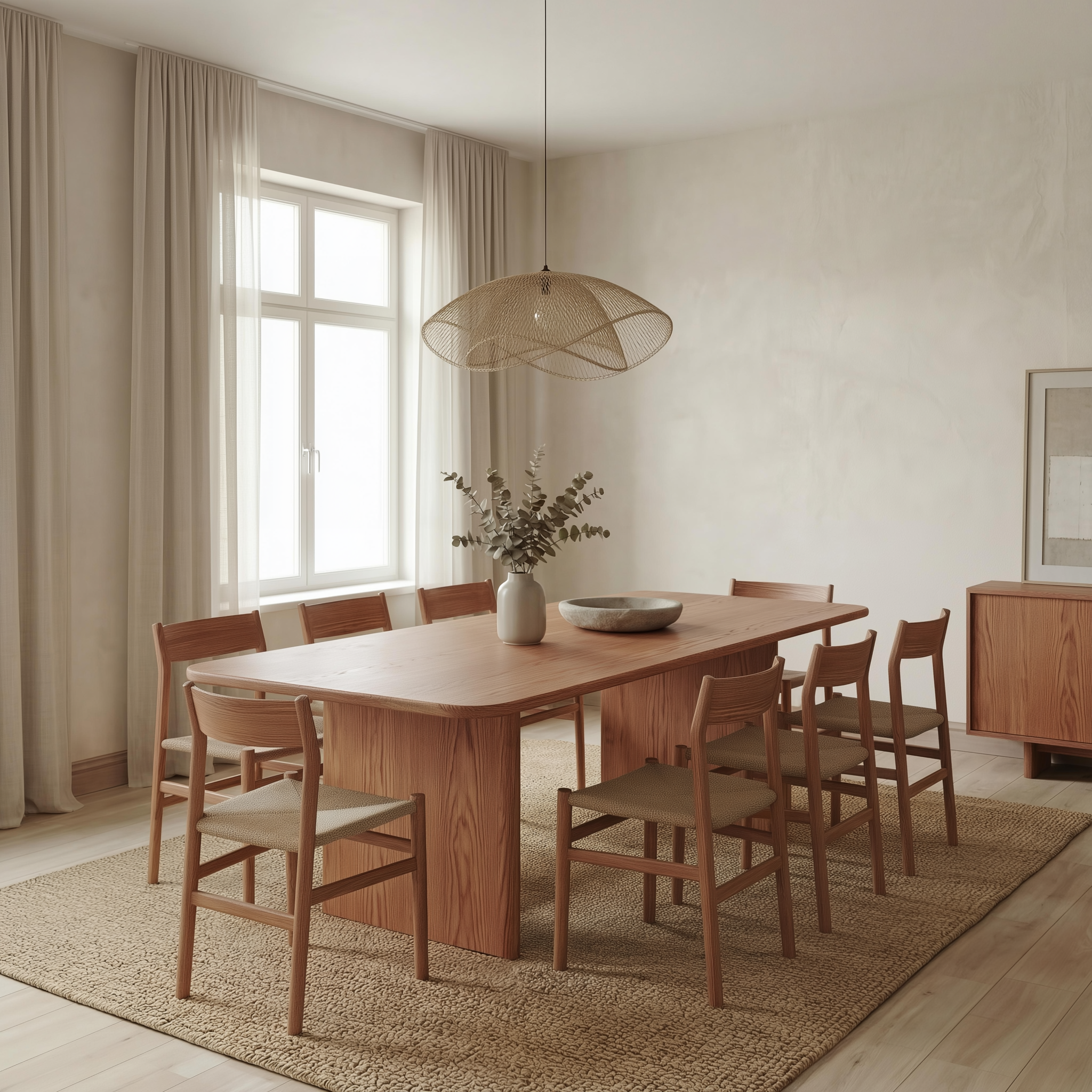 minimalist solid wood dining table