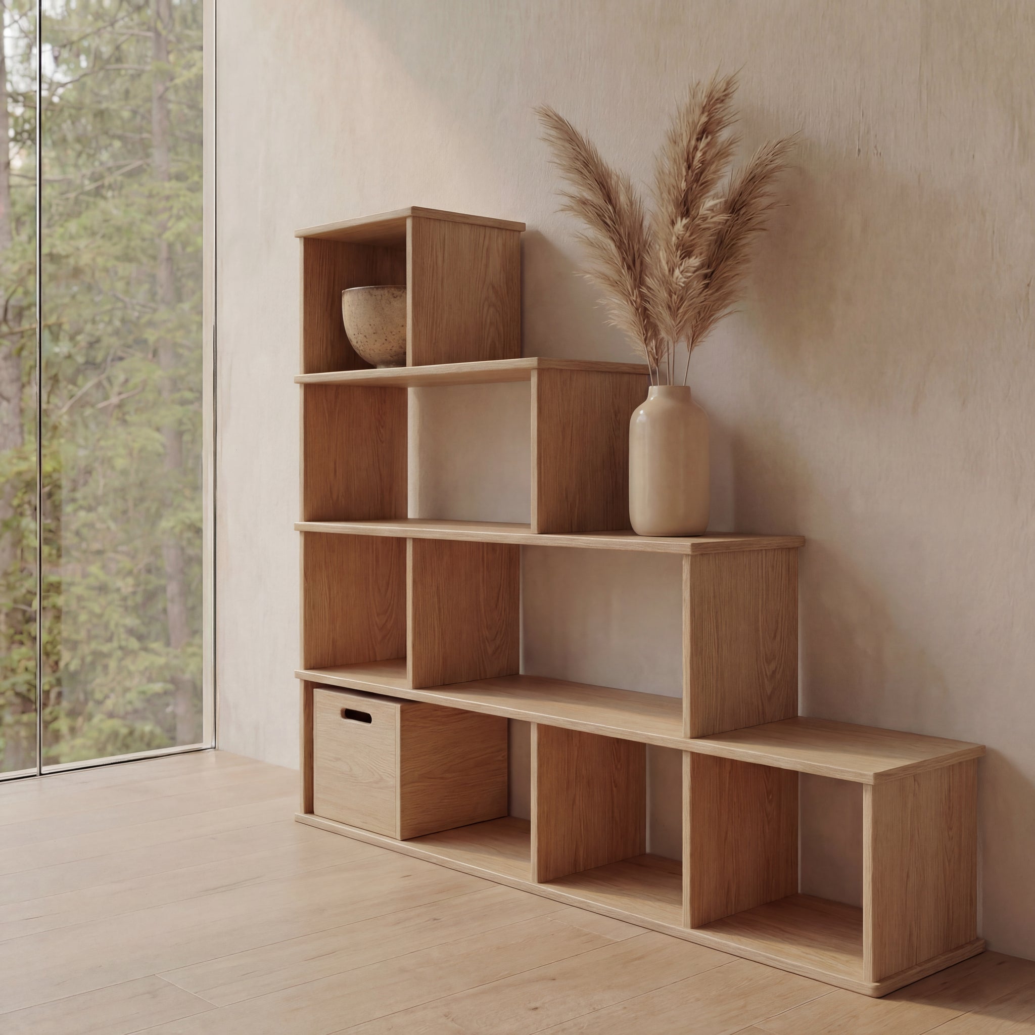 minimalist step bookshelf