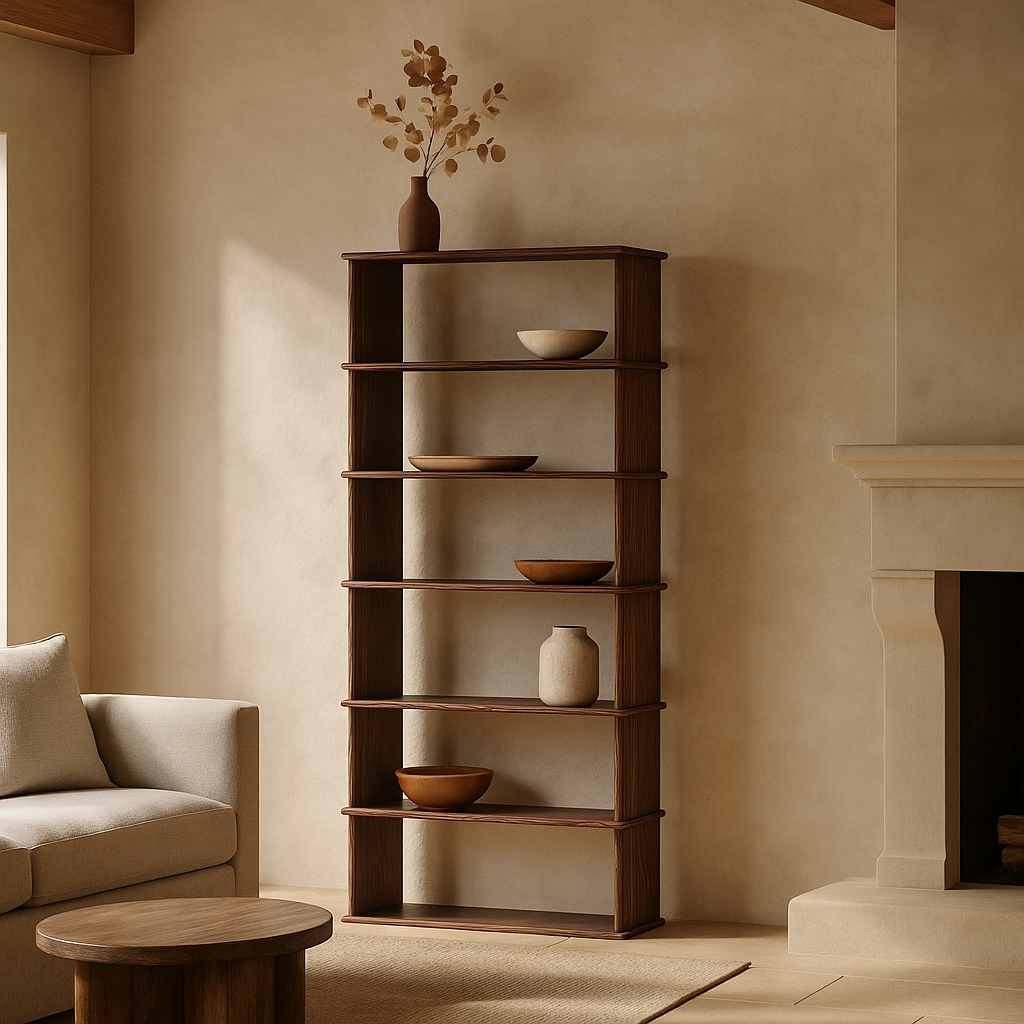 Minimalist walnut bookshelf