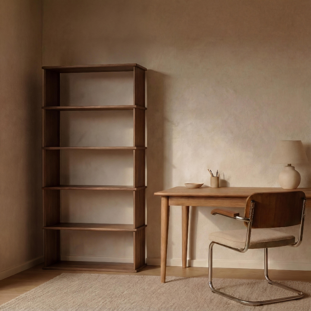 minimalist walnut office bookcase