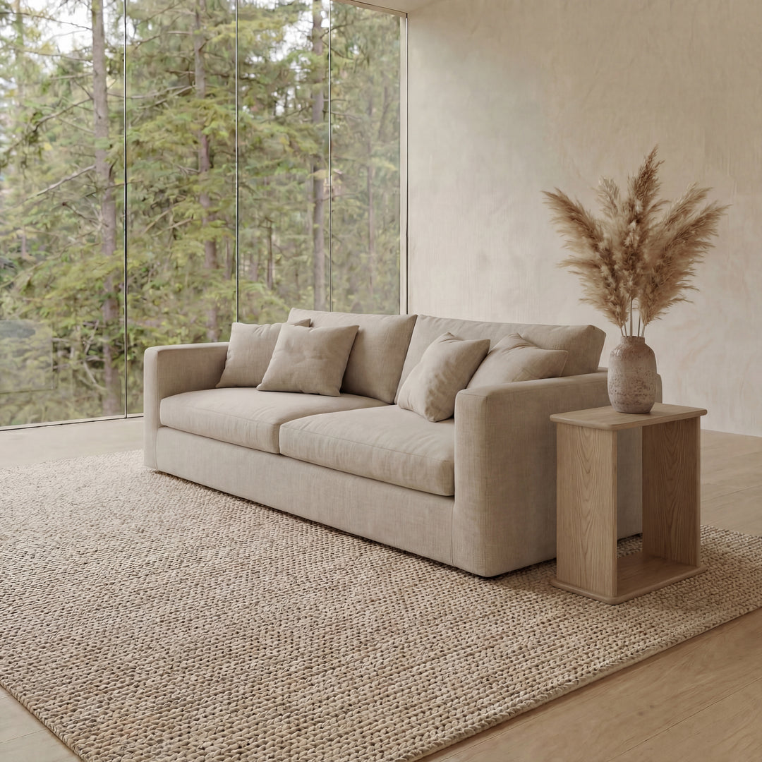 minimalist white oak side table