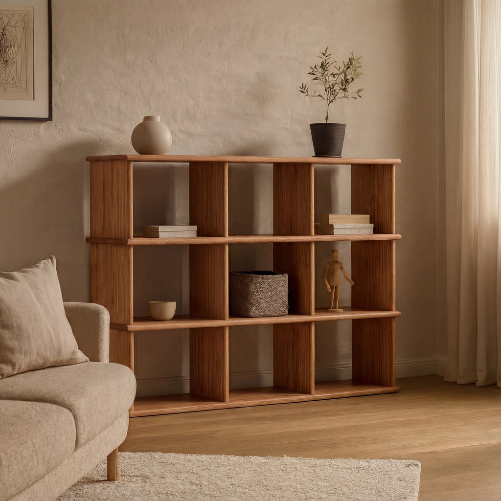 modular red oak bookcase