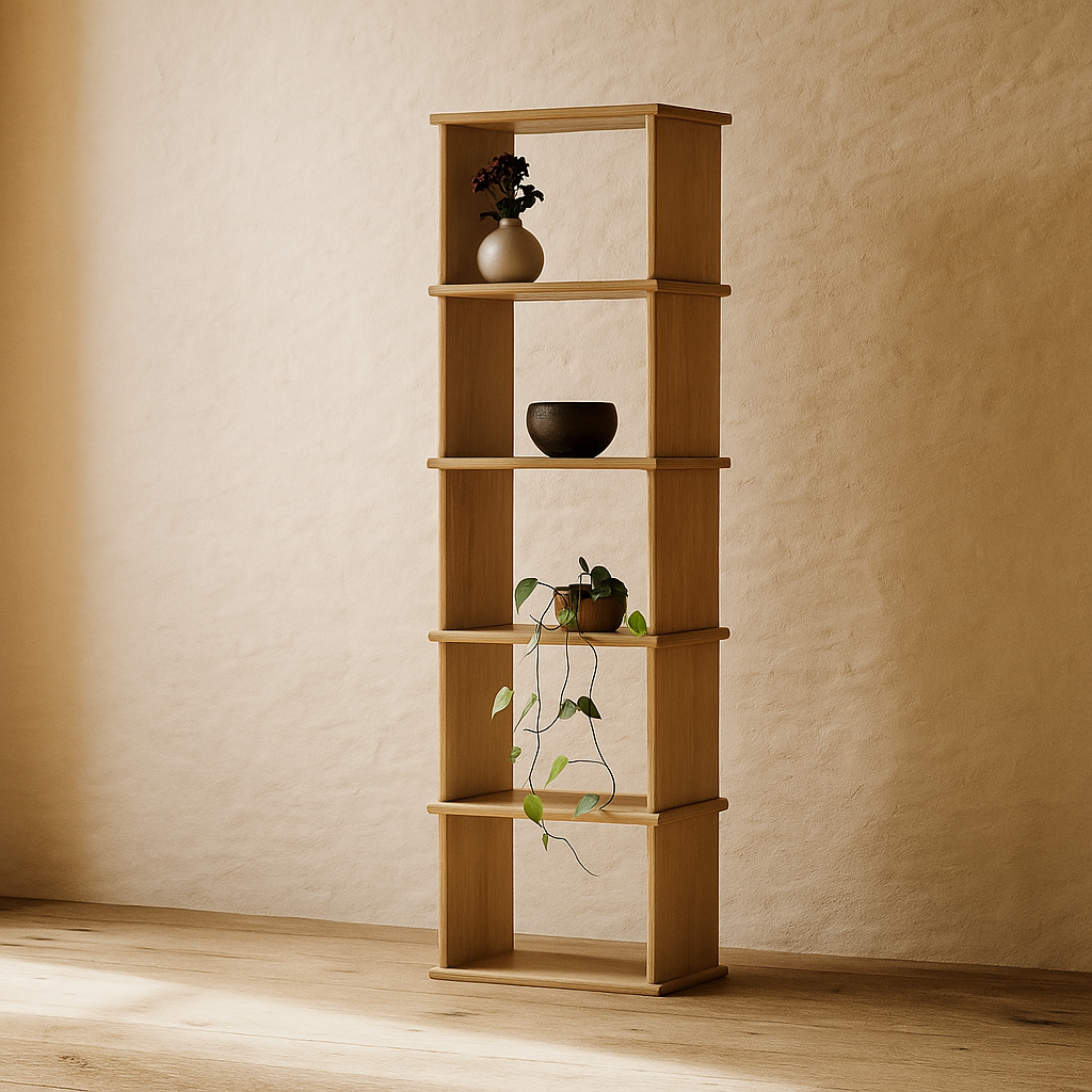 Narrow oak bookcase