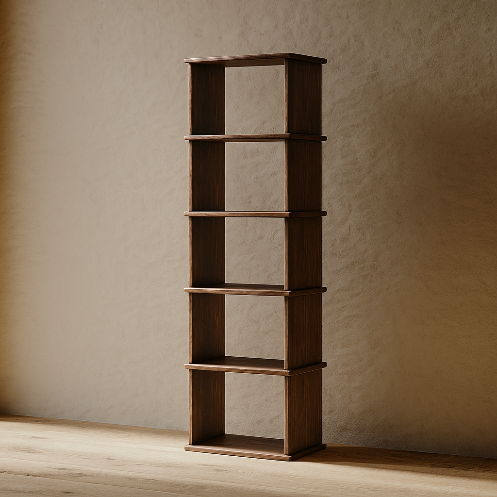 Narrow walnut bookshelf