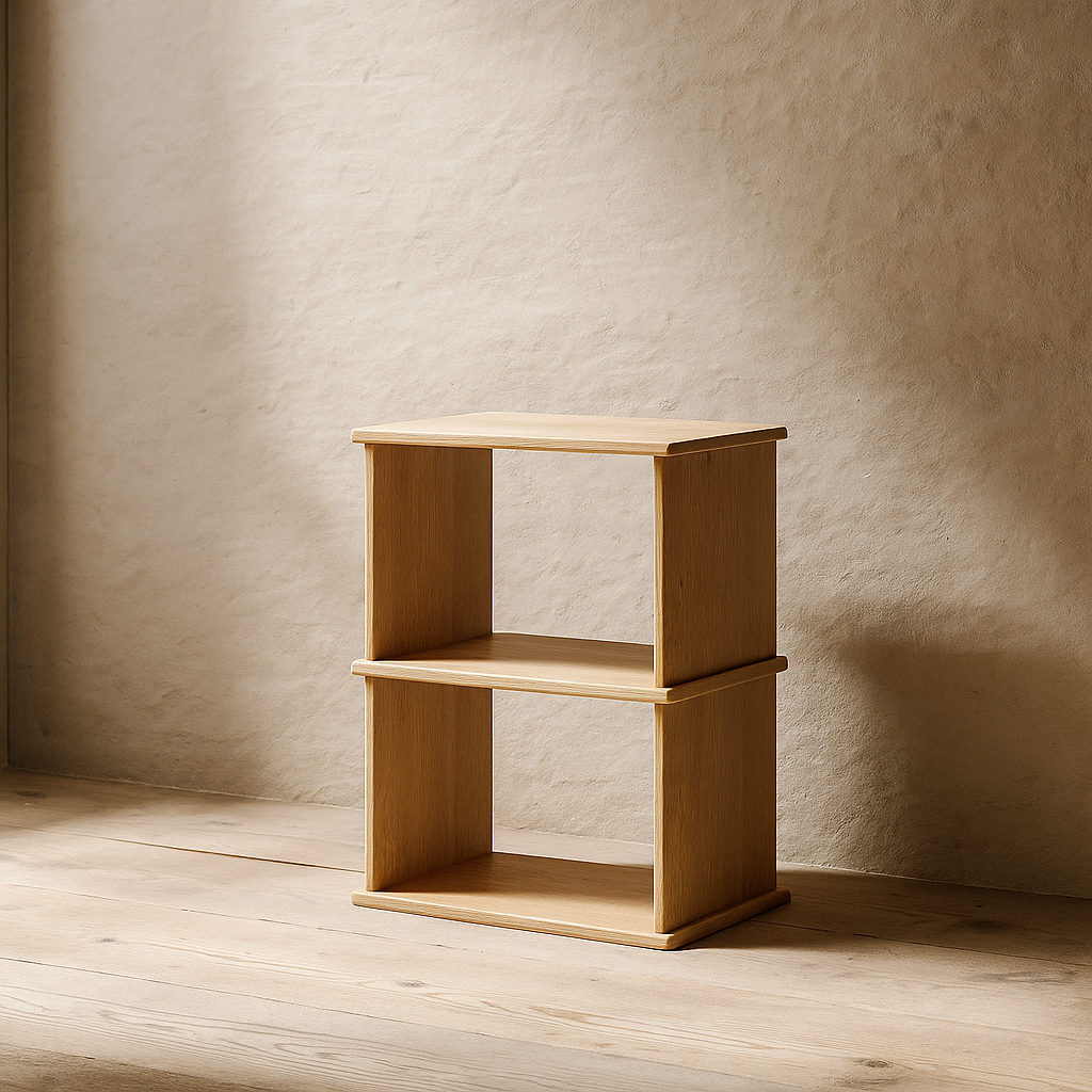 Nightstand bookcase in white oak