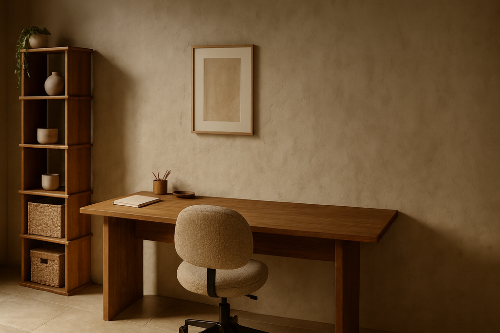 Solid wood desk and bookcase