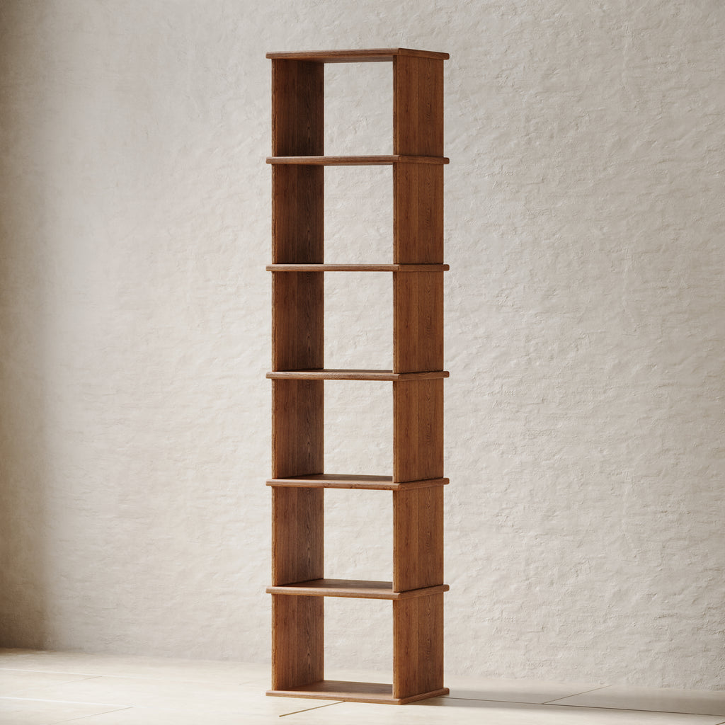 Skinny bookshelf in solid wood