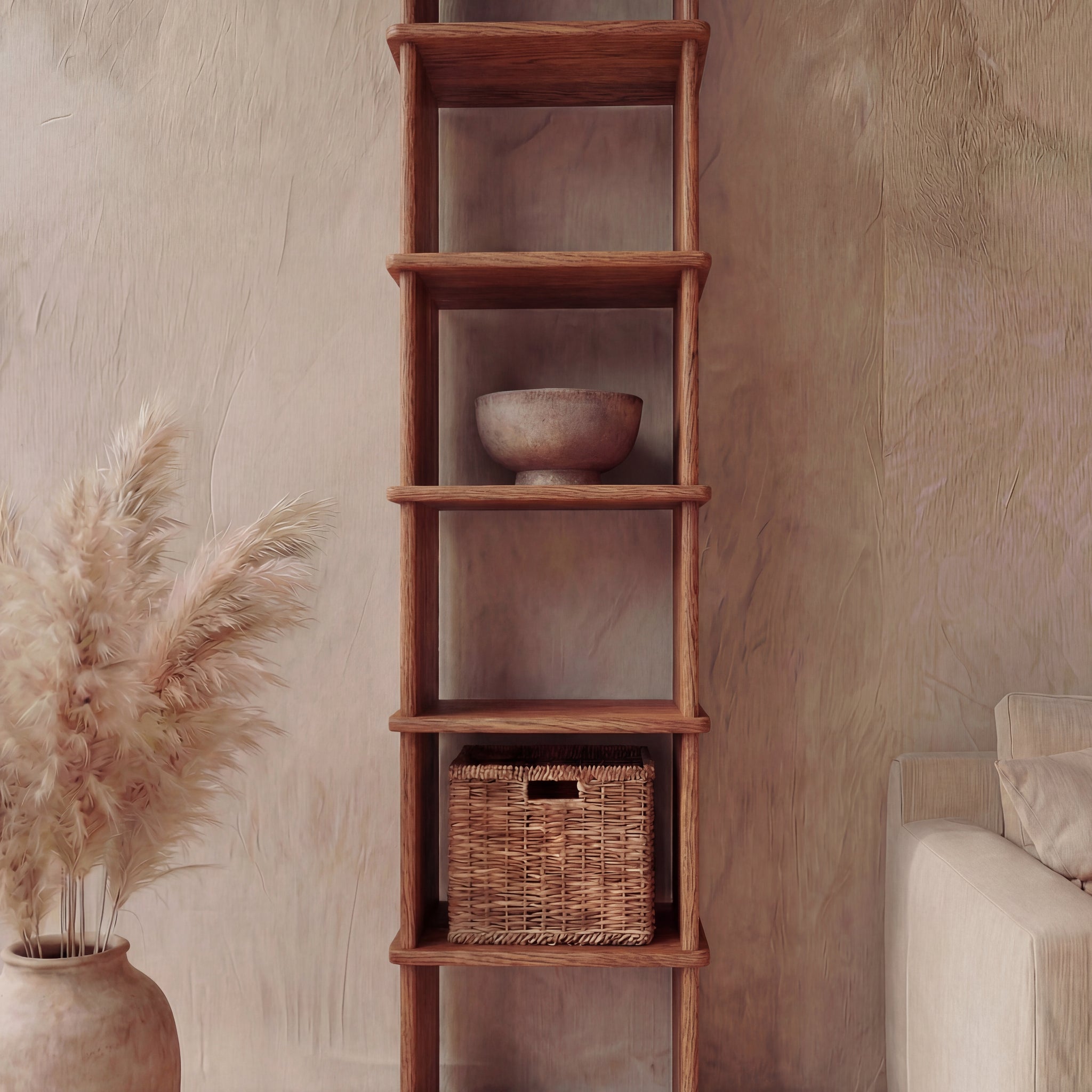 skinny tall solid wood bookcase
