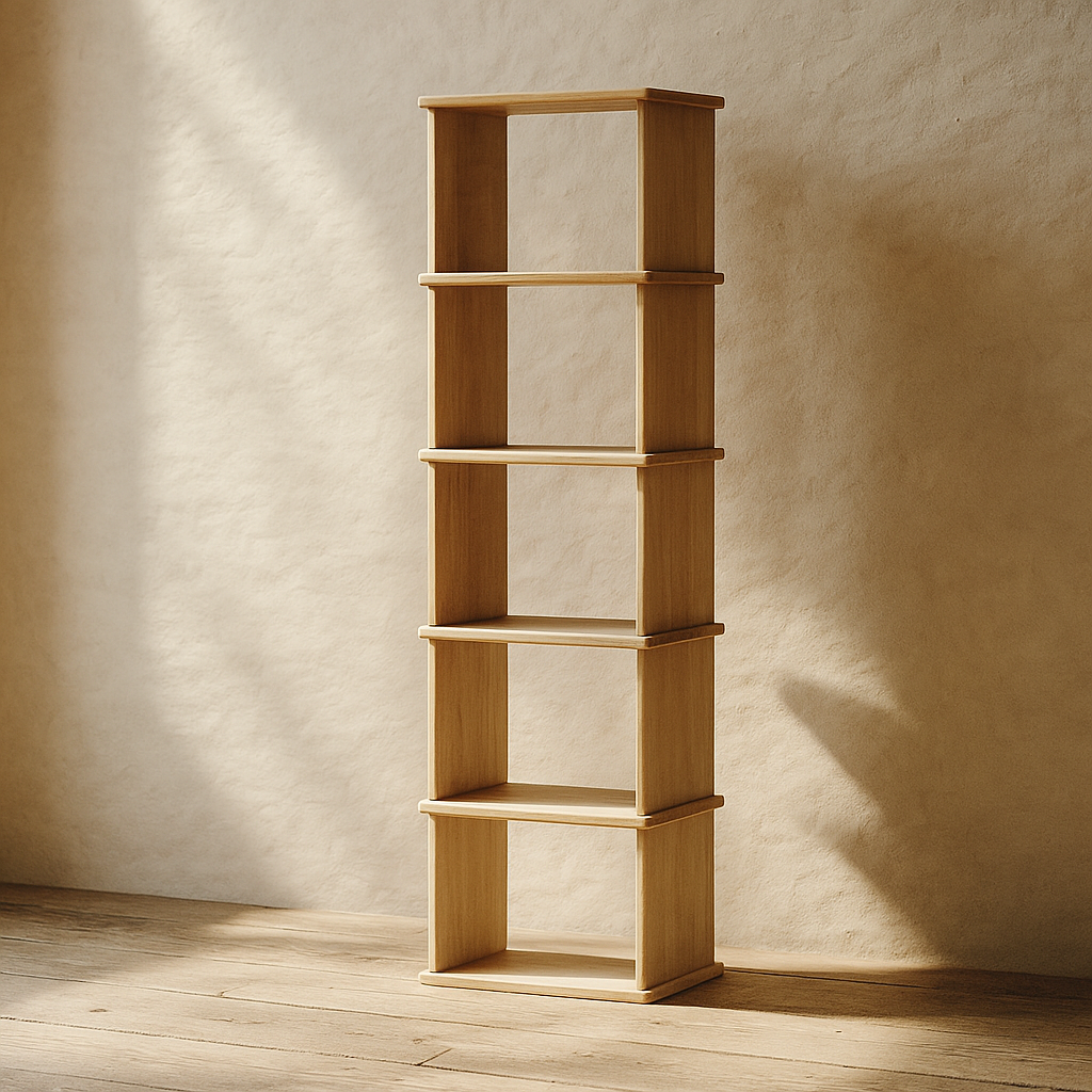 Skinny white oak bookshelf