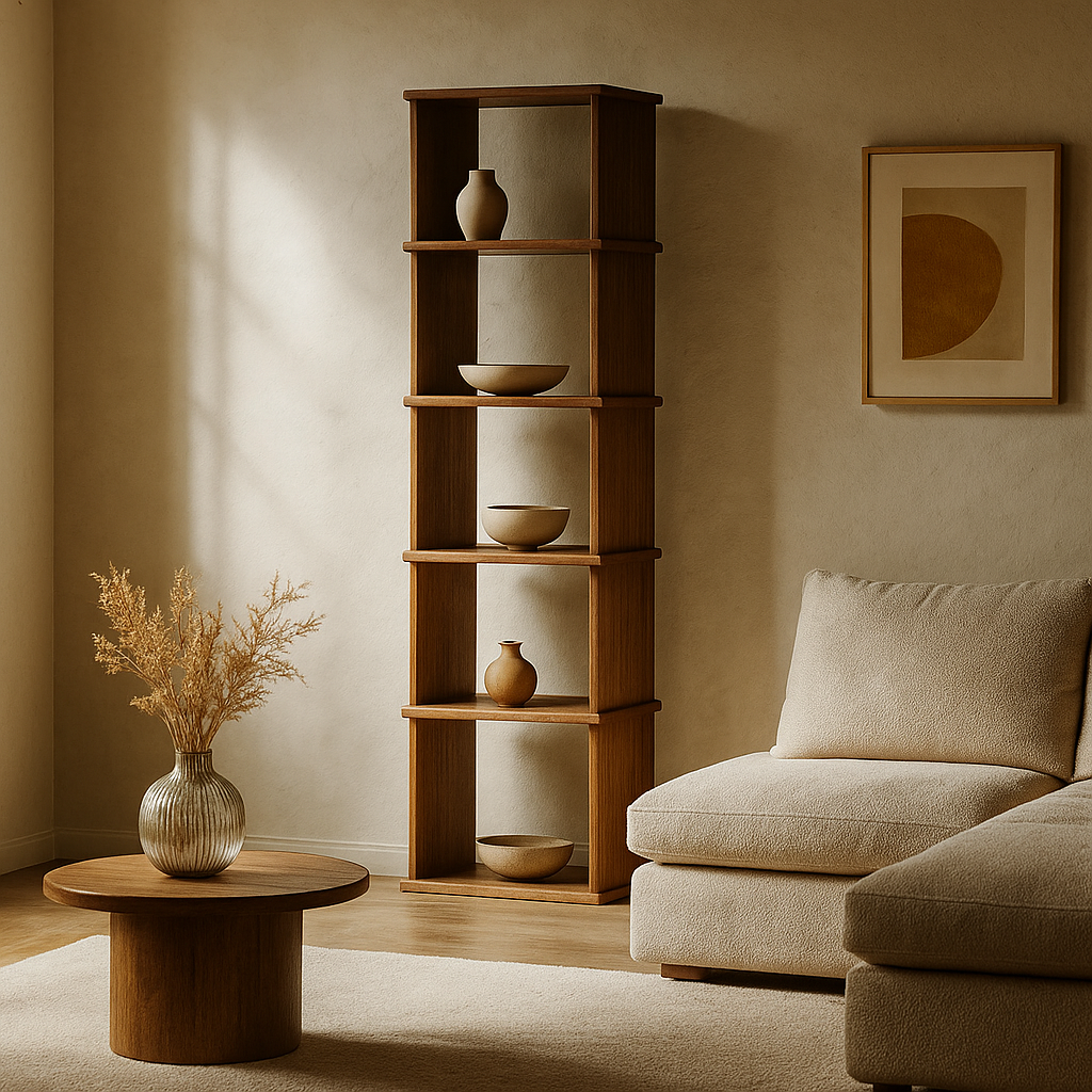 Skinny wood bookshelf