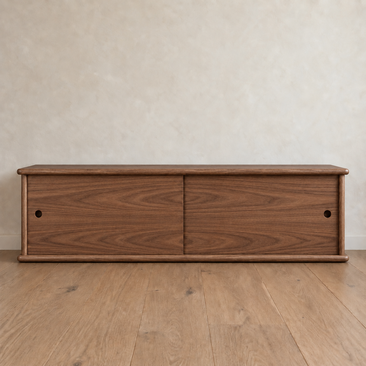 Sliding door media unit in walnut