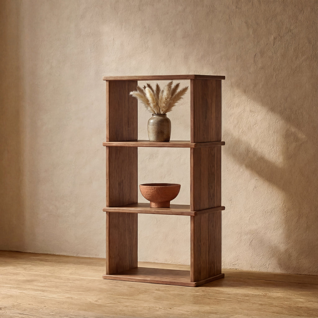 small walnut bookshelf